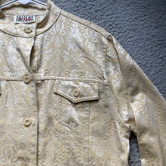 Vintage Bill Blass Jacket Shirt Womens Medium Beige Button Up - Picture 7 of 16